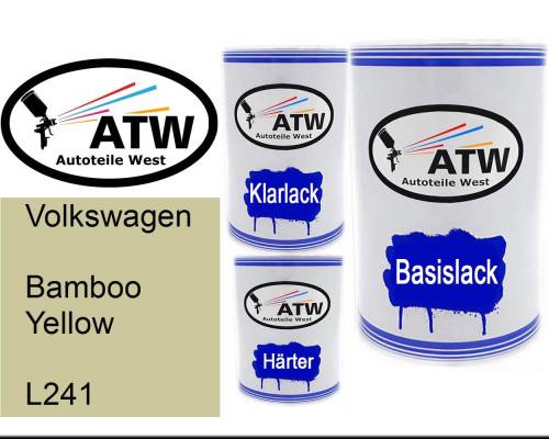 Volkswagen, Bamboo Yellow, L241: 500ml Lackdose + 500ml Klarlack + 250ml Härter - Set, von ATW Autoteile West.